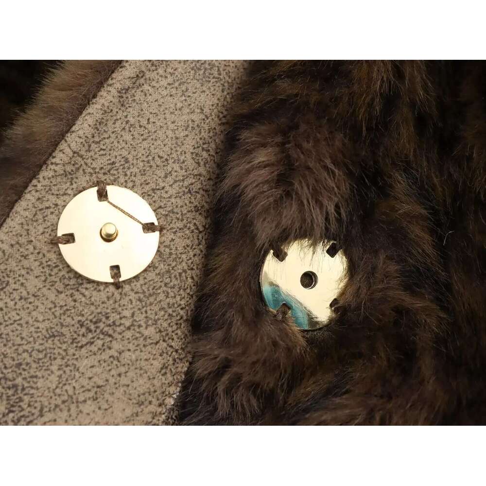 2024 women's leopard print mid-length fur integrated gold mink veet temperament slim v-neck coat