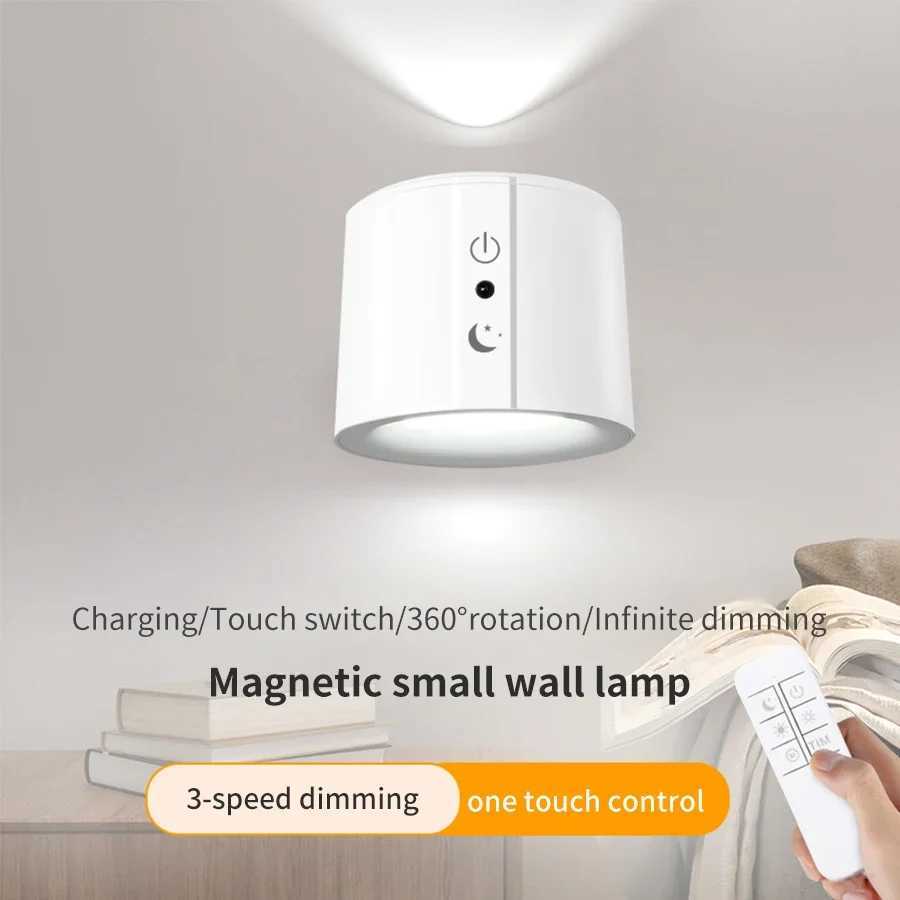 Rechargeable LED Wall Lamp 3 Colors Wall Light Sconces 360 Rotatable Touch Remote Control Bedroom Lamps Living Room DecorationXJ250526