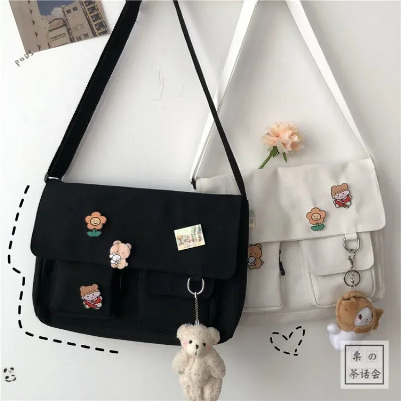 Japanese harajuku cute retro girl messenger shoulder bag canvas student female school 250526