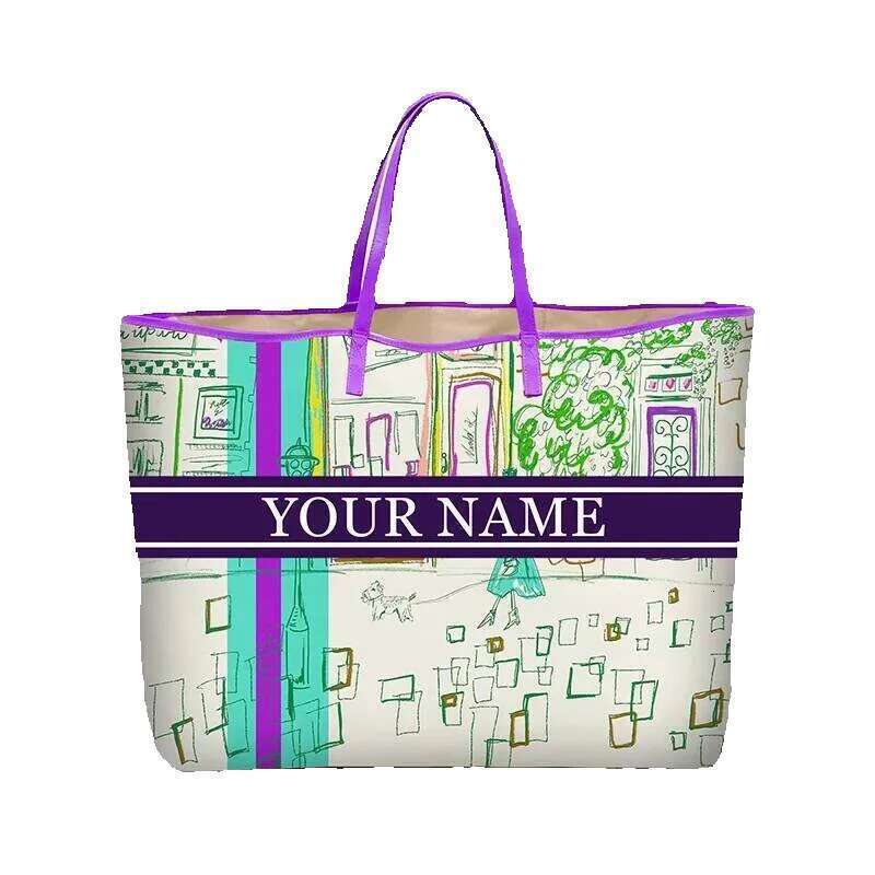 Designer Luxury Designer Luxury Customized Letter Design With Horizontal Stripe Personalized Printing Handbag Large Capacity Book Tote Women Commuter 