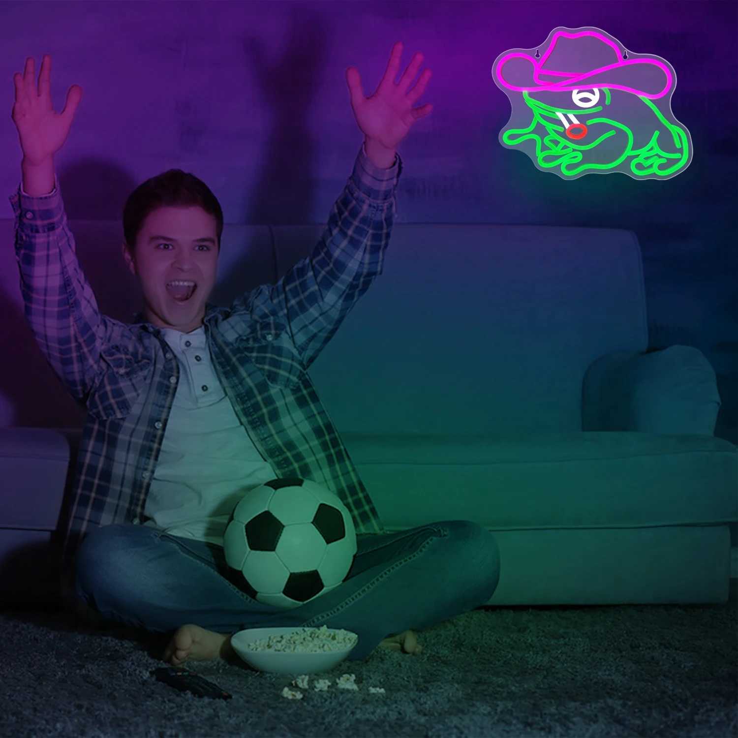 Frog Cowboy Neon Signs Frog Cowboy Lamp Lights Neon Signs for Wall Decor USB Powered for Bedroom Party Wedding Birthday Gift W250526