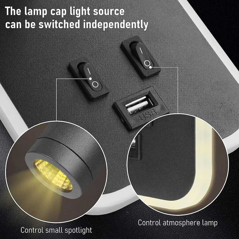 Bedside Reading Wall Lamp Nordic Modern LED Wall Light With Switch USB Indoor Lighting Room Decor For Bedroom Living Room SconceXJ250526