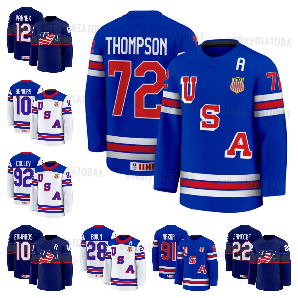 Cutom 2025 IIHF USA CLAYTON KELLER Hockey Jerseys CONOR GARLAND JOSH DOAN FRANK NAZAR MATTY BENIERS LOGAN COOLEY ANGELA RUGGIERO Personalize Hockey Jersey