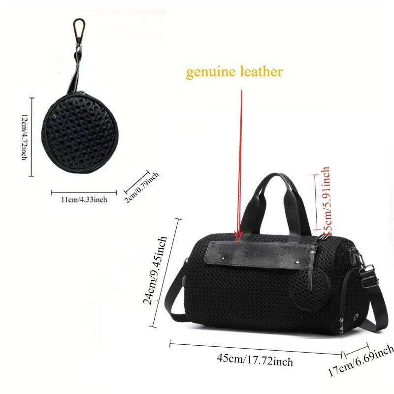 Women's Bags Designer Ladies' Fashionable Casual Nylon Mesh Travel Tote Bag With Large Capacity Shoe Compartment, Fiess And Sports Handbag