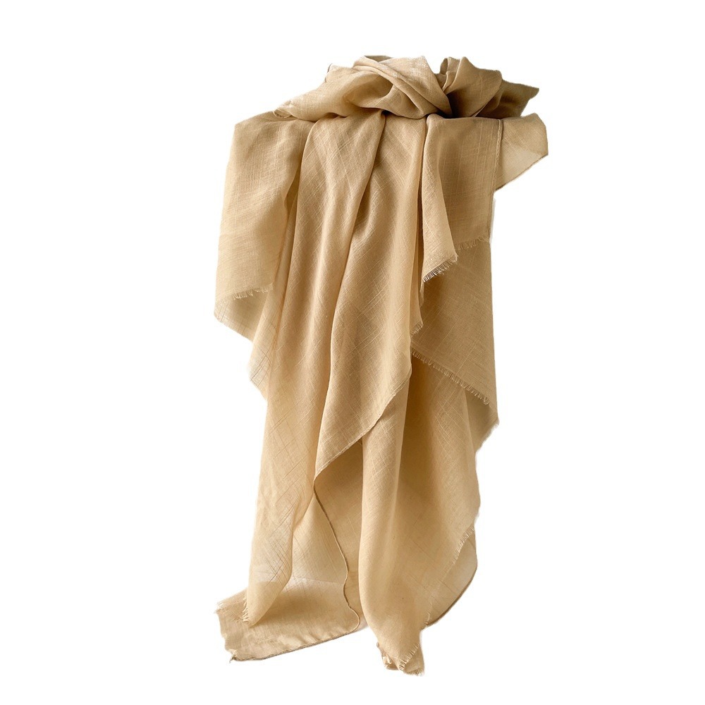 K833 Carefully selected summer cotton and linen scarves pure color simple sunscreen shawls cross-border women's high-grade silk scarves and heads