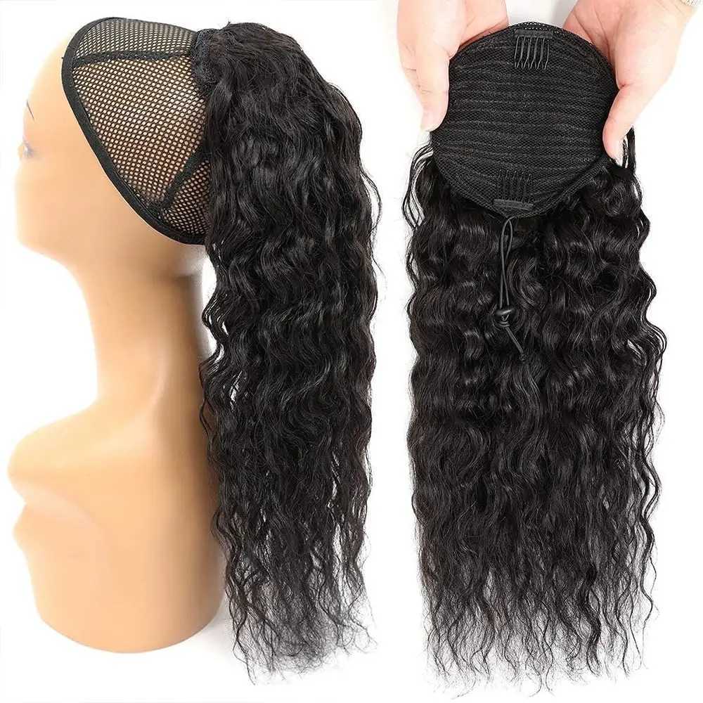 100% Human Hair Drawstring Ponytail Extension Water Wave Straight Kinky Curly Corn Wave Ponytail Clip in Ponytails Extensions S25526
