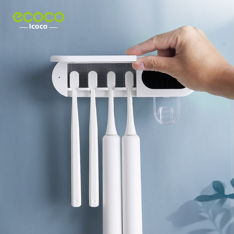 Electric Toothbrush Sanitizer Set Smart UVC Sterilization Punch Free Wall Mounted Toothbrush Holder Organizer