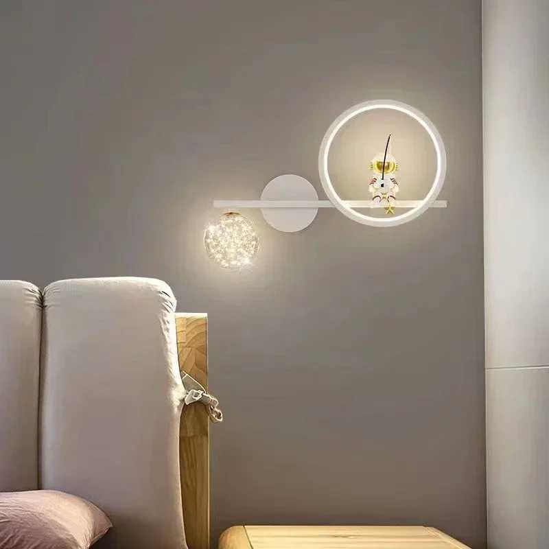 Childrens Room Bedside Creative Astronaut LED Wall Lamp Night Light Space Decor Living Room Bedroom Background Wall LightingXJ250526