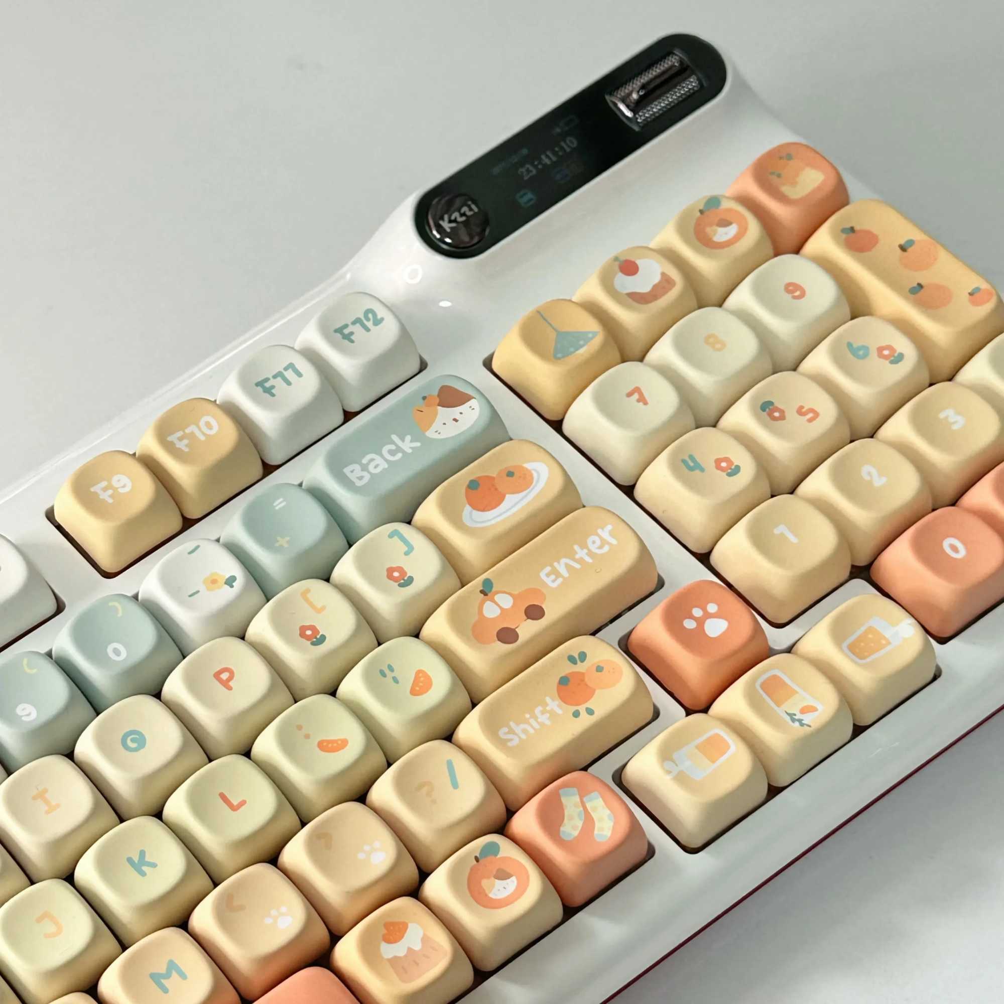 Orange Soda Keycap 131 Keys XOA Profile PBT Five-sided Heat Sublimation Customized Keyca for Mechanical Keyboard Cute Key Ca R250526