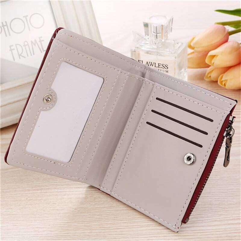 Women Purse Zipper Green Red Black Female Wallet PU Leather Card Holder Embroidery Ladies Money Bag