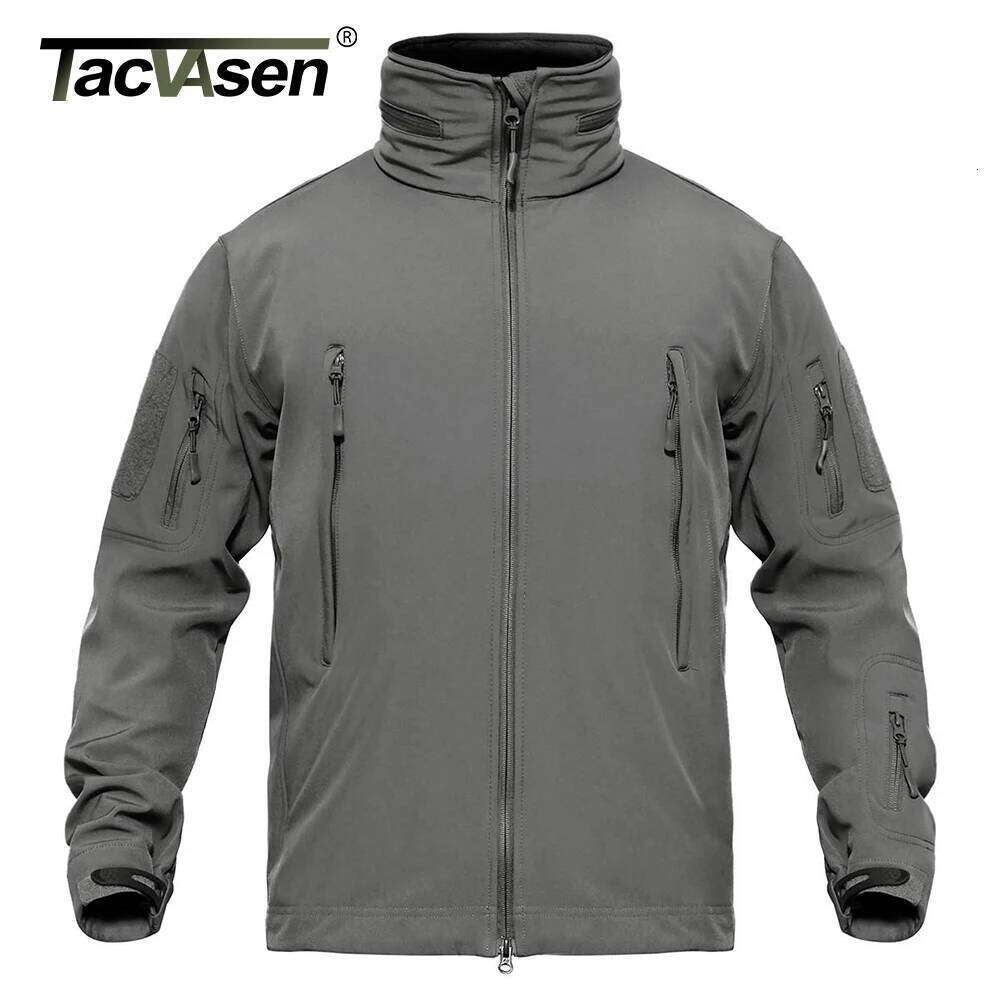 TACVASEN Men's Winter Outdoor Jacket Soft shell Waterproof Hooded Full Zip Up Windproof Fleece Warm Working Hiking Coat