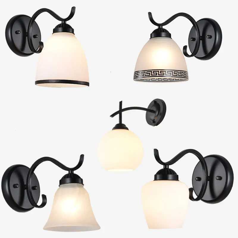 Nordic LED Wall Light with Frosted Glass Shade Retro Sconce for Bedroom Living Room Corridor E27 Home Decoration Lighting FixtureXJ250526