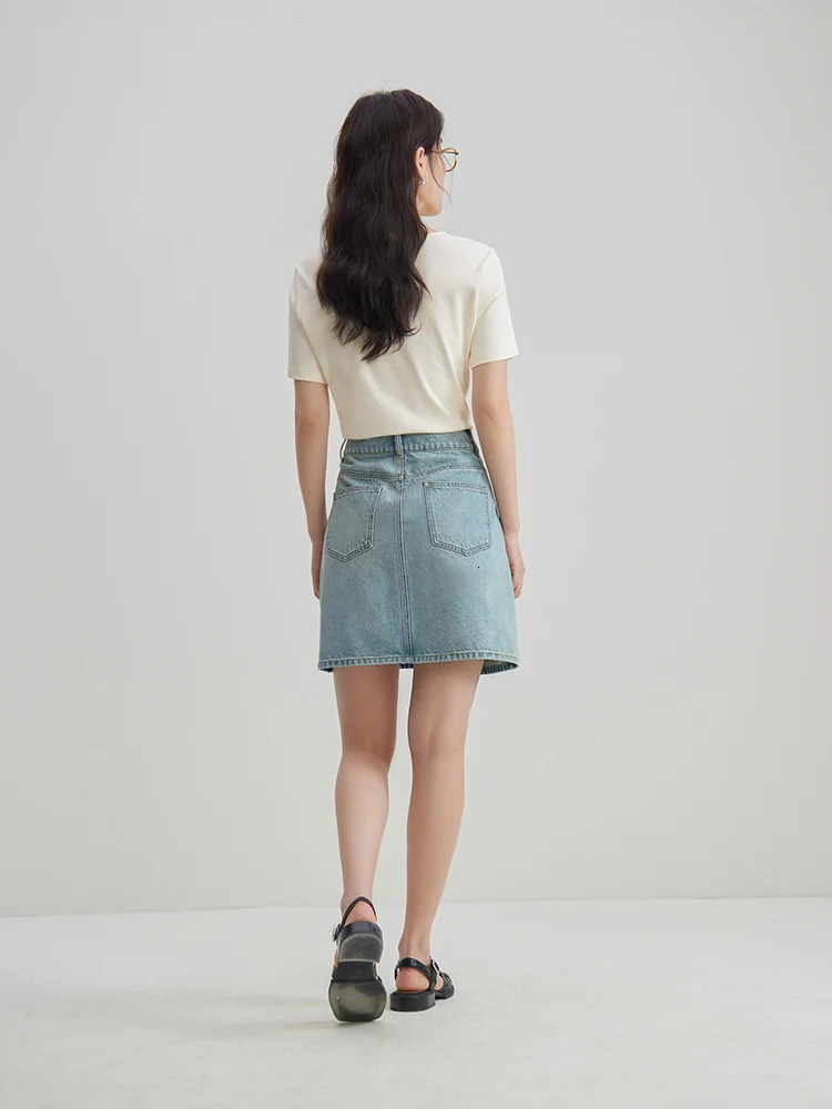 DUSHU Three Colors Simple Style High Waist Denim Skirt for Women Daily Allmatch 2024 Summer ALine Female 24DS82014 250516Z