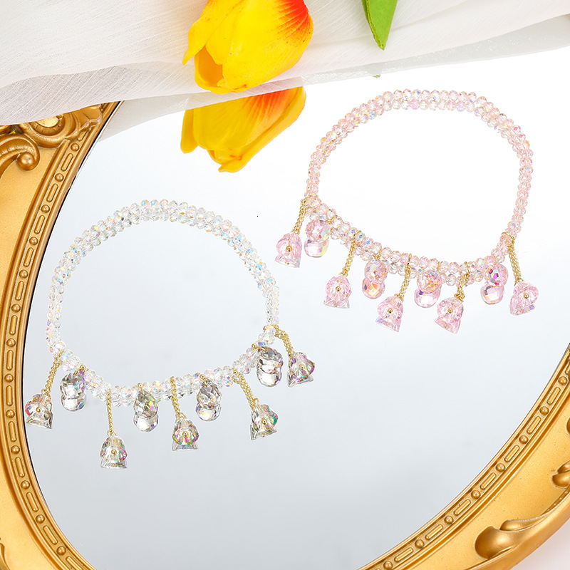 colorful crystal pendant, natural style, and personalized girl ankle bracelet