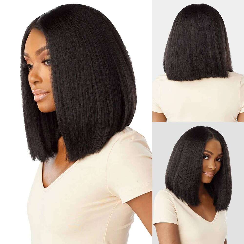 Sensationnel Curls Kinks N Co HD Lace Front Wig Glueless Edges 13X6 Kinky Bob 14" - Natural Curly Style, Soft Look
