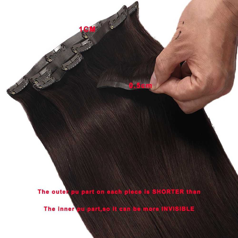 100% Russian Human Remy Hair Clip in Wholesale Invisible Seamless Clip in Hair Extension Human Hair 4pcs 90-110g S25526