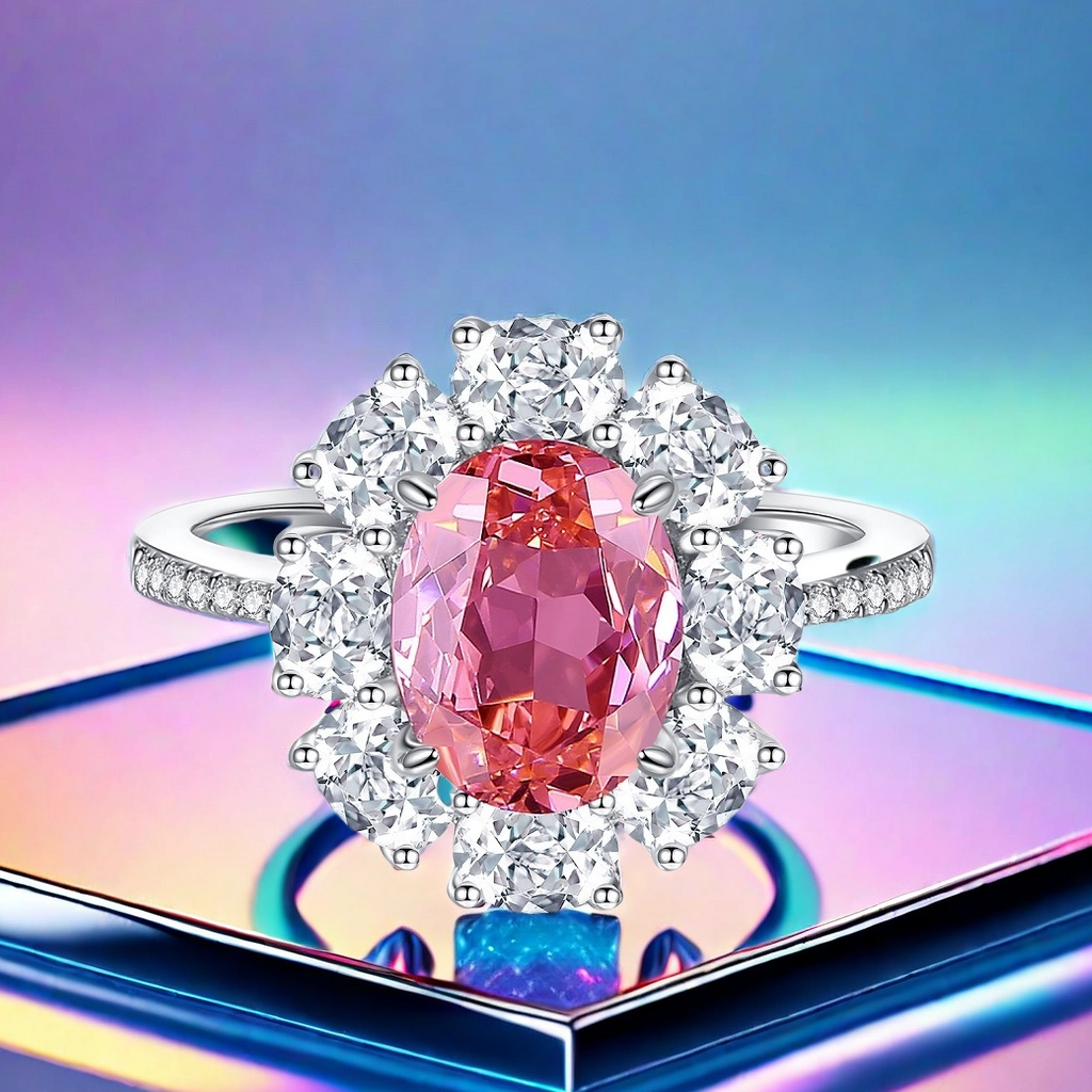 Paraiaba S925 sterling silver sunflower series high carbon diamond luxury full-diamond ring hot-sell elegant fashionable live streaming cross-border 3