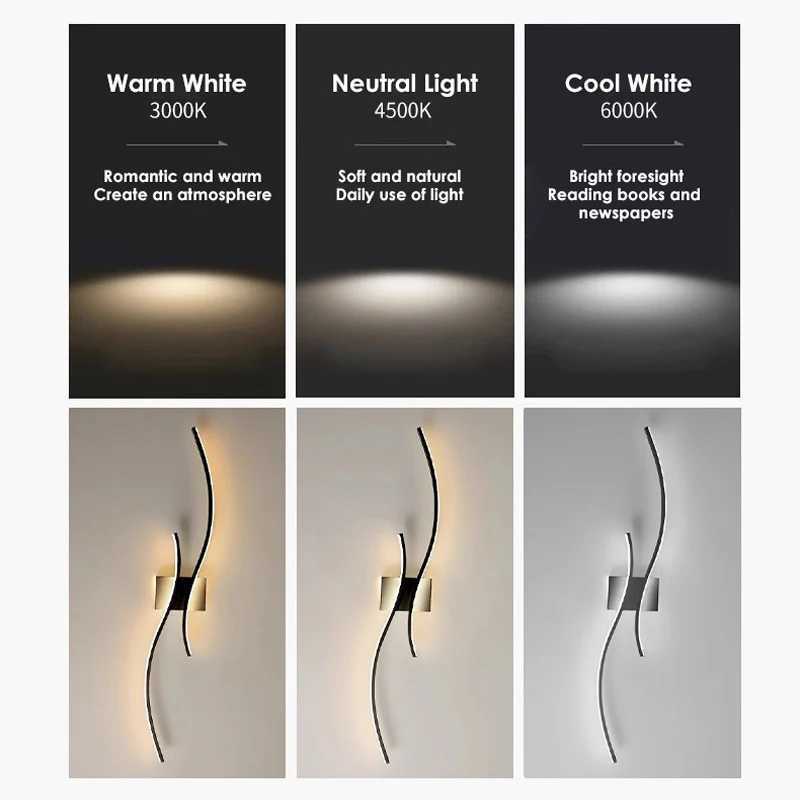Minimalist LED Wall Lamps for TV Sofa Background Black Indoor LED Wall Lights Interior Lighting Fixtures for Corridor BalconyXJ250526