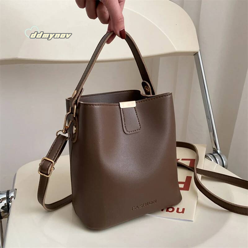 Women Bucket Shoulder Crossbody Handbag Fashion Simplicity High-capacity Ladies PU Leather Bag Female Handbags 2024 New ddmynov