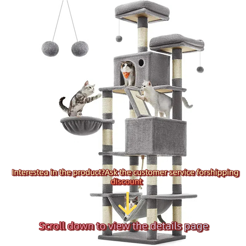 Large Cat Climbing Tree with Scratch Post Cat tree Cat tree tower- Height: 81.1 Inches