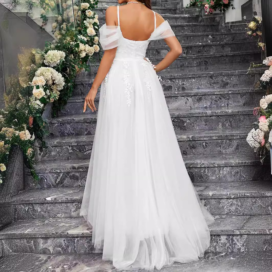 New Wedding Dress Sexy Strap Mesh Lace Grand Display Wedding Bridal Dress