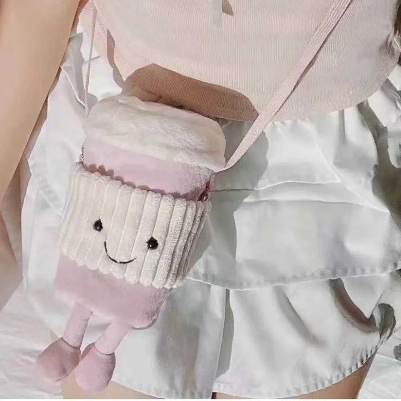 Replica Cartoon Coffee Cloud Pig Bag Pendant Plush Toy Keychain Dolls Accompanying Cups Crossbody Bags Plush Soft Bags XJ250524