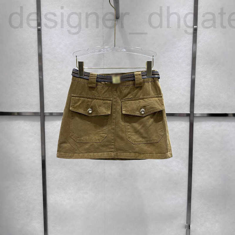 Luxury Skirts Designer 25 Summer New Maillard Series Large Pocket Decoration A-line High Waist Short Skirt With Belt For Woman 54GC
