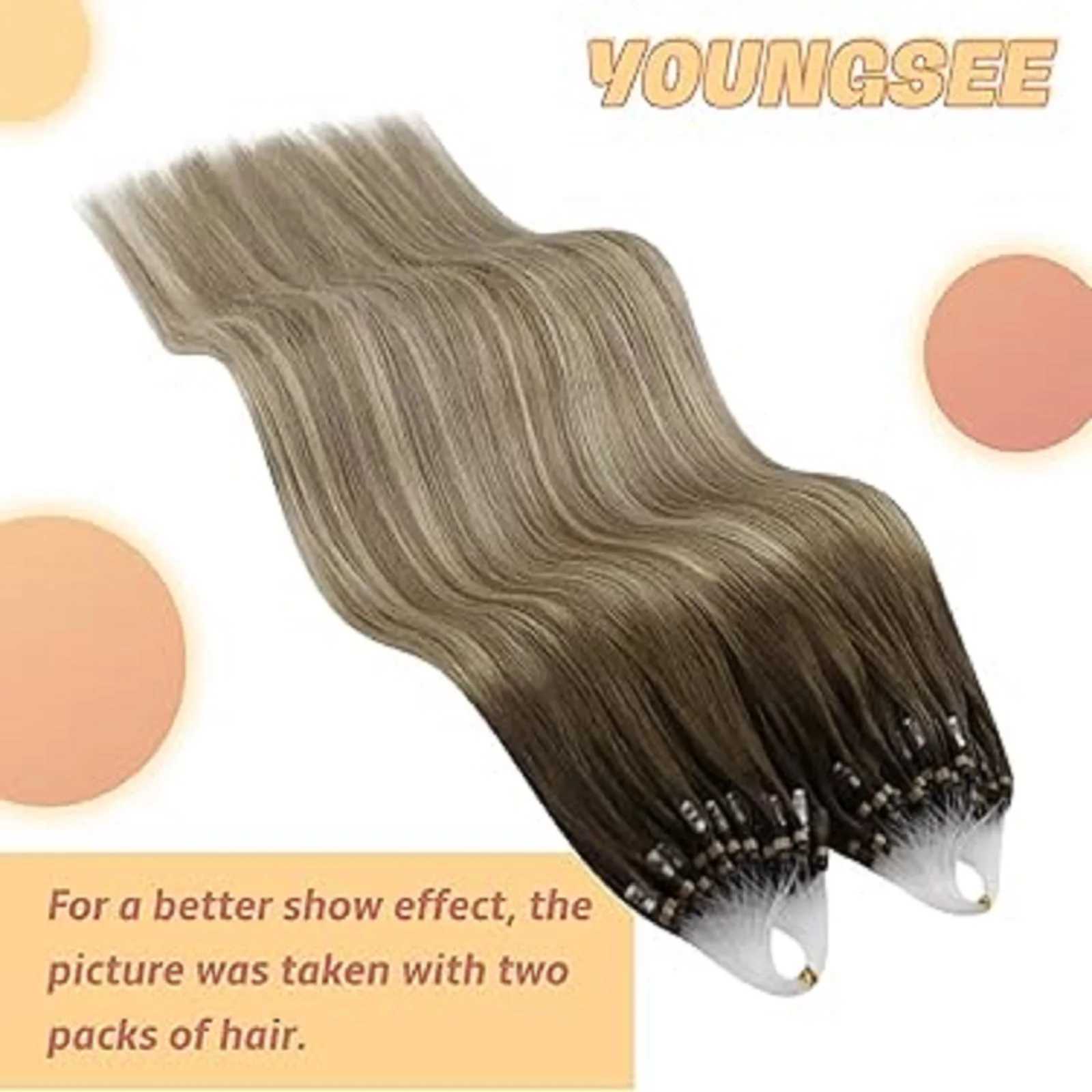 See Micro Loop Hair Balayage Color Real Human Hair Invisible Natural Hair Extension Brazilian Hair 14-24Inch 50G S25526
