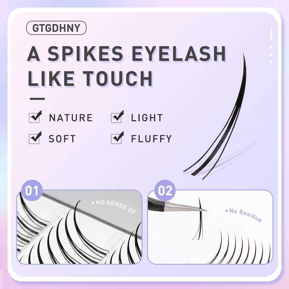 DIY A/M Shape Spikes Cluster Eyelash Extension Fish Tail Mix 3D Heat Bonded False Lashes Individual Makeup Natural Premade Fan z250526E1N6