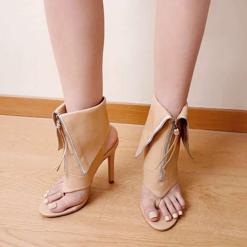 Eilyken Spring Autumn Design Sexy Peep Clip Toe Women Boots Thin High Heels Sandals Zipper Pole Dancing Stripper Shoes
