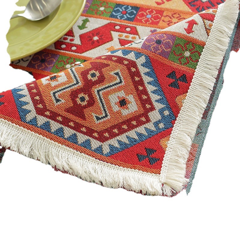 A657 Thickened Cotton and Linen National Style Fabric Tablecloth Bohemian Ins Tablecloth Tablecloth Rectangular Tassel Cover Cloth