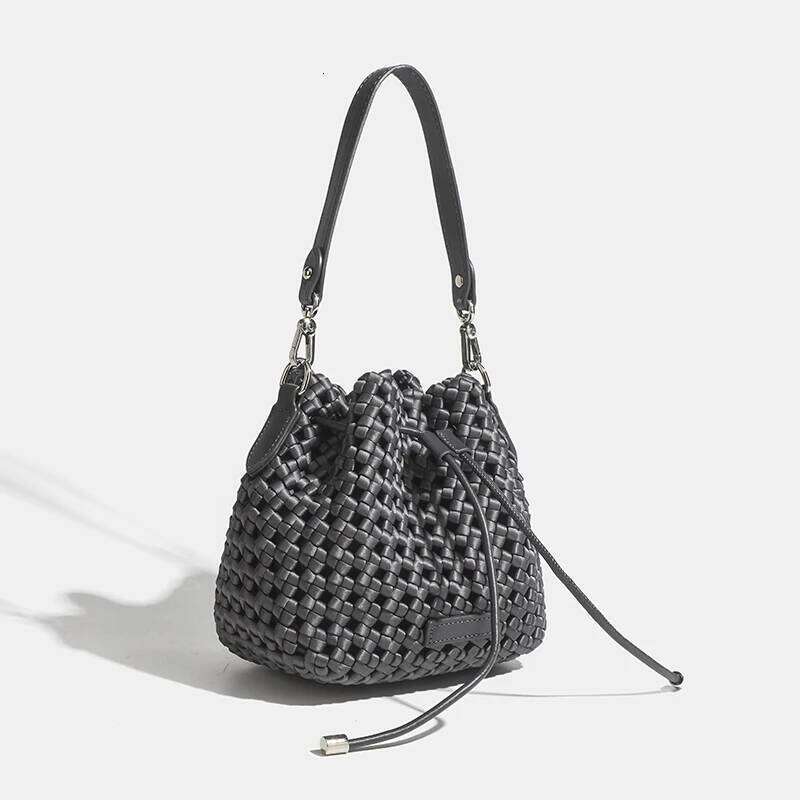 Woven Polyester Crossbody Bucket Bag Handbags For Women Fashion Large Capacity Beach Travel Cream Handbag Casual