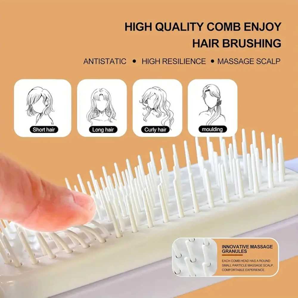Self-Cleaning Scalp Massage Comb Air-bag Hair Comb Portable Anti-Detangling Hair Brush For Hair Styling One-key Cleaning Tools R250526