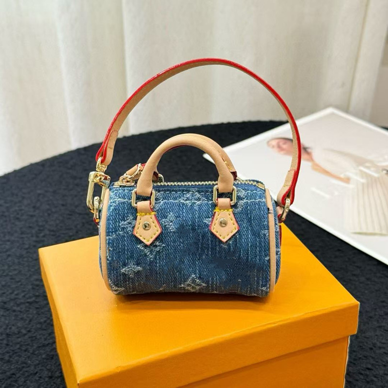 Designer Bag Charm Monogram mini Pillow bag Speed purse denim Leather holder vanity bag of women wallets Design makeup bag wallets card holder earphone mini bag 10cm