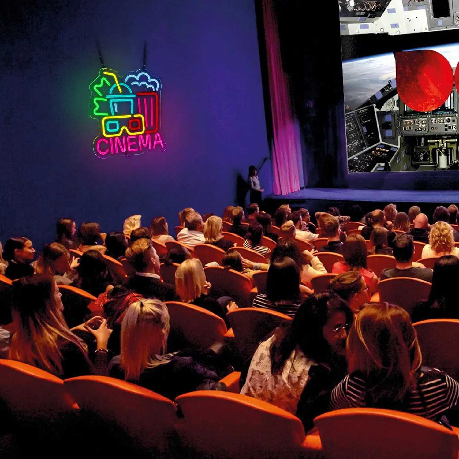 Cinema USB Powered LED Neon Sign Dimmable Neon Light Wall Decor For Room Decor Party Birthday Handmade Gift Theater Art Film W250526