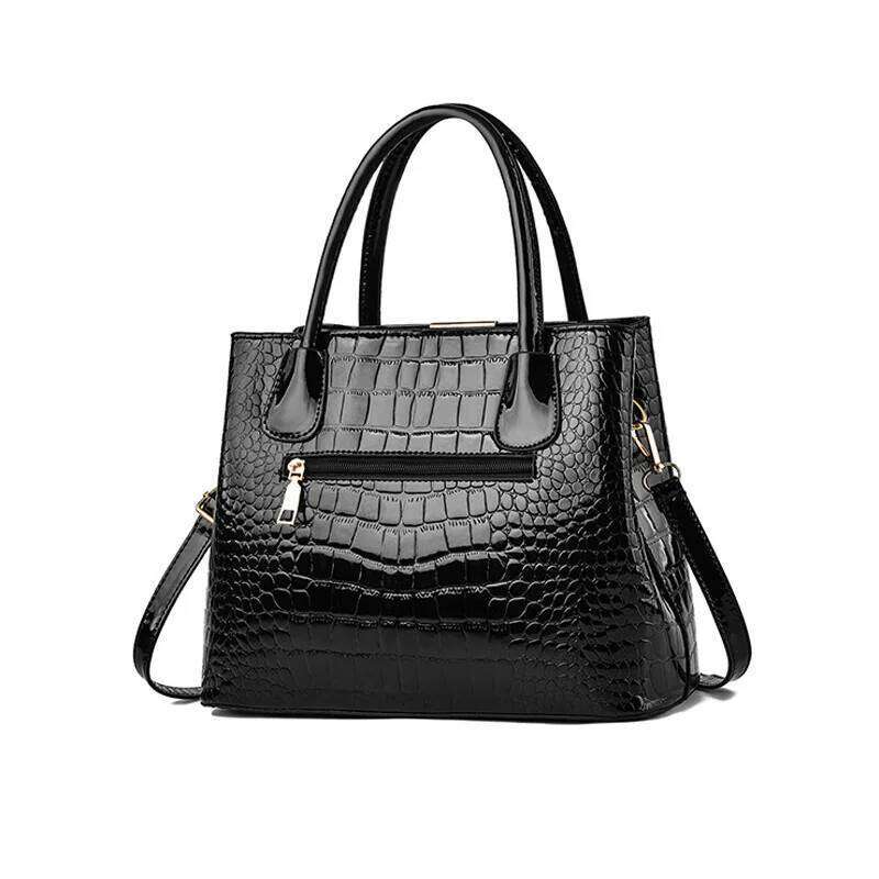 Women's Bags Designer New Bright Leather Handbag Stone Women's Large Capacity Single Shoulder Crossbody Bag Europe And The United States Cas