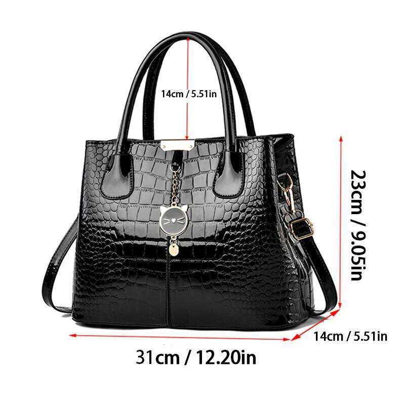 Women's Bags Designer New Bright Leather Handbag Stone Women's Large Capacity Single Shoulder Crossbody Bag Europe And The United States Cas