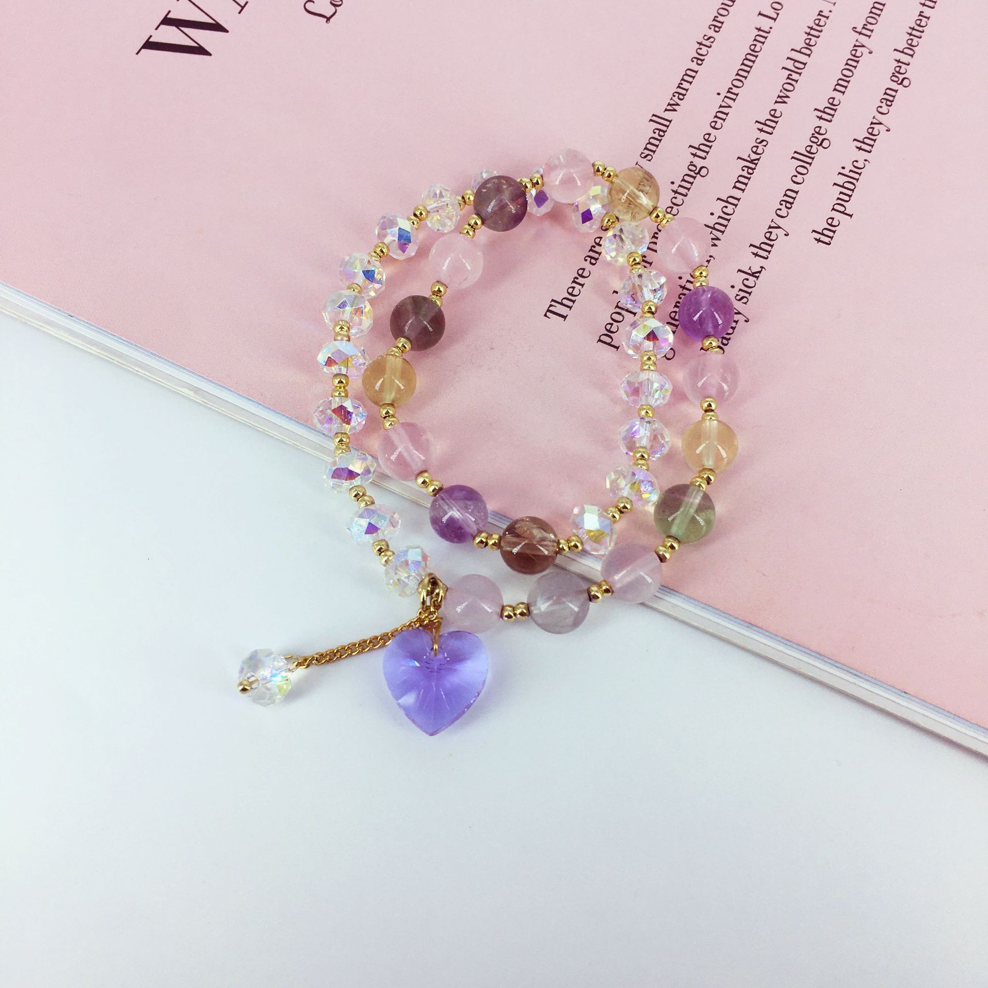 crystal double circle women's countryside style pendant, bracelet, live streaming accessory