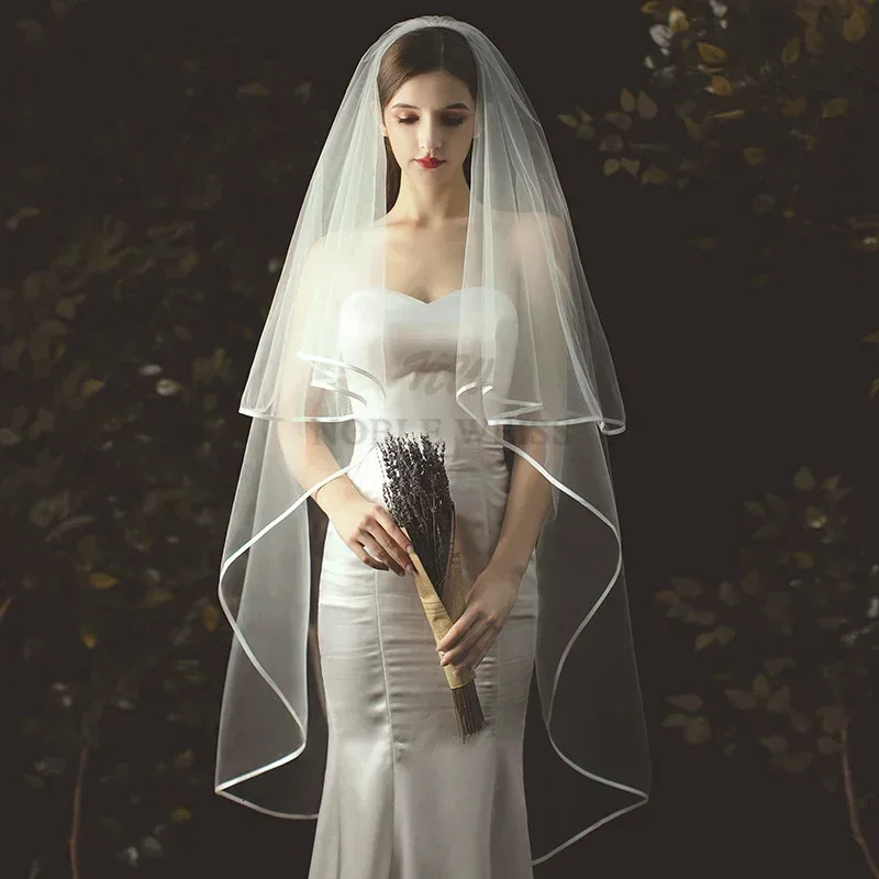 Velo Da Sposa 2T A Nastro Corto Velo Da Sposa Bordo Del Bordo Da Sposa Veli Per…