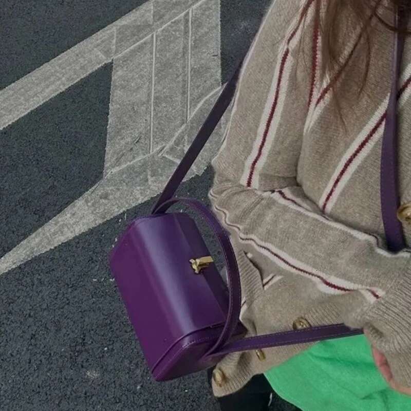 Handheld Box Women's New Fashionable Berry Purple Boston Bag, Versatile, Niche, Light Crossbody Bag