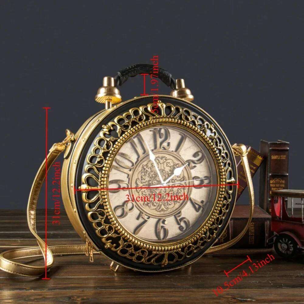 Women's Bags Designer Fashionable, Creative, Personalized Clock Handbag, Large Capacity Retro Three-Dimensional Single Shoulder Diagonal Cross Ba