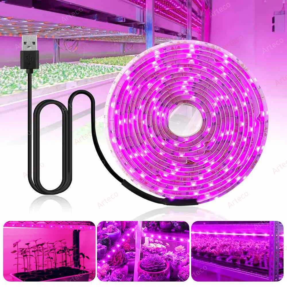 LED Grow Light Full Spectrum 5V USB Grow Light Strip 2835 LED Phyto Lamps for Plants Greenhouse Hydroponic Growing Lamp 1M 2M 3MXJ250526