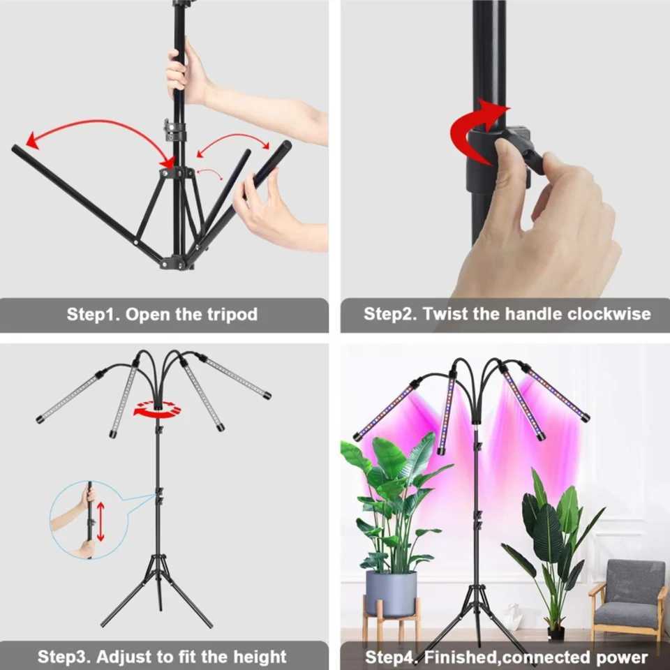 LED Plant Light Full Spectrum Tripod USB Switch Indoor Greenhouse Vegetable Flower Plant Light Grow Box Plant Grow LightsXJ250526