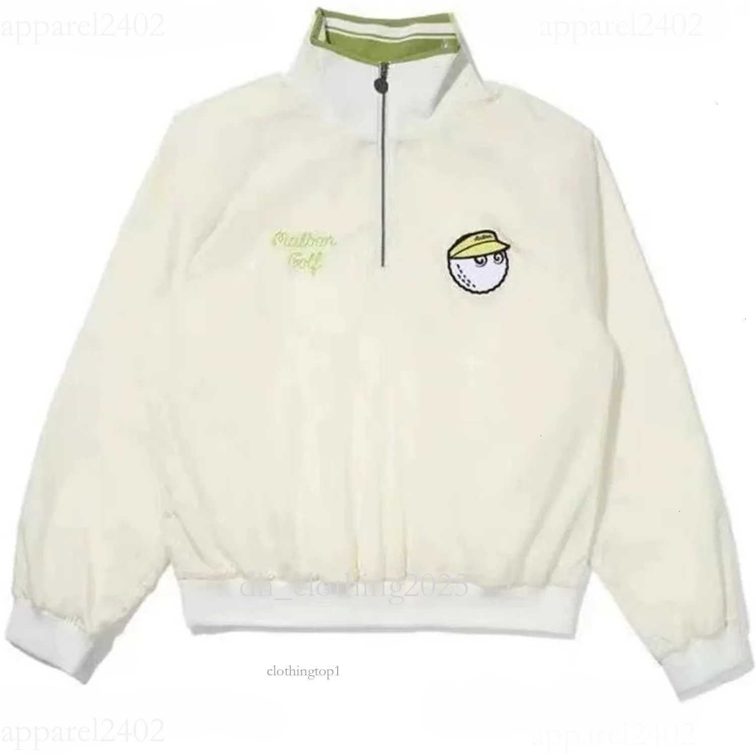 Malbons Golfhoodie 2025 New Jacket Men's Fashion Hoodies New Streetwear Sweatshirt Men Women Harajuku Fashion Designer Casual Green Light Cream Spliced Zipper 4d8