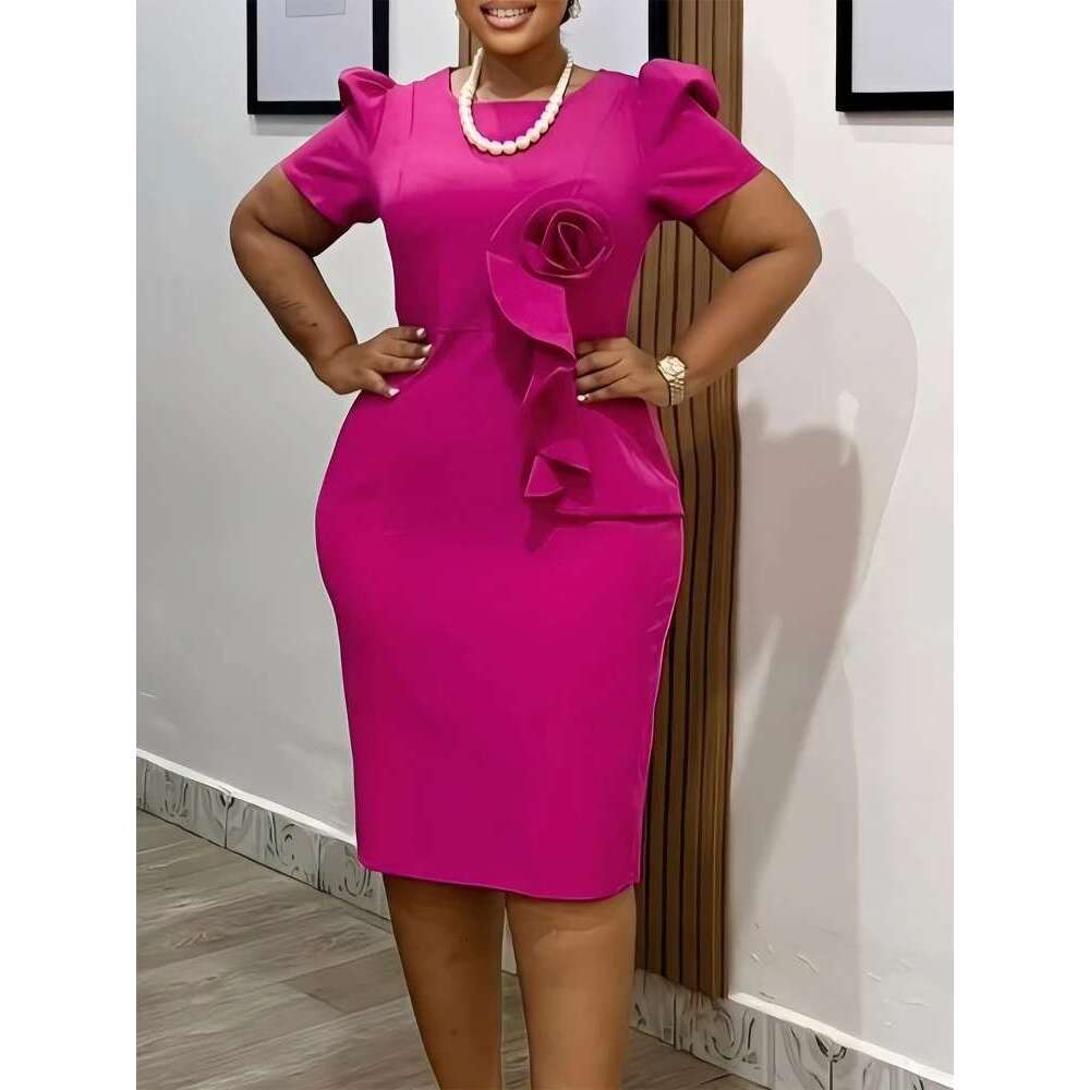 Summer Wedding Guest 2025 Elegant Fitted Short Sleeve Sheath Dress for Women Modern Style