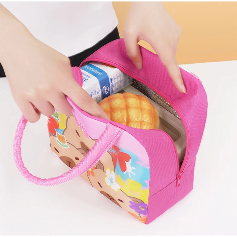 Cartoon Capybara Lunch Bag Insulated Food Container Portable Thermal Bento Box Bag for School Eco-Friendly Meal Tote for Kids 250526