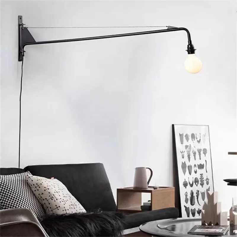 Potence Wall Lamp Loft American retro pipe light bedside Long arm swing lighting E27 artists decor kitchen wall decor lightXJ250526