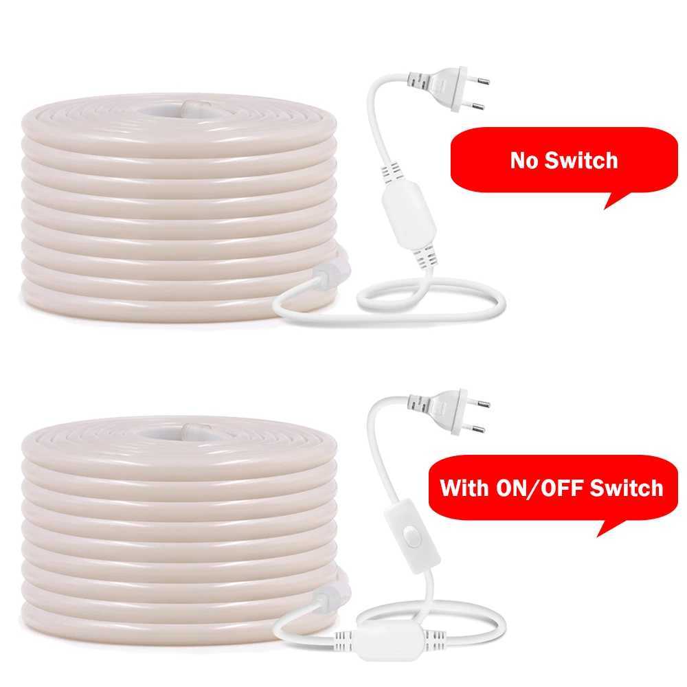 220V COB LED Neon Strip Light 270 Uniform Glow Waterproof 288LEDs/m Flexible Tape with Switch EU Plug for Home Garden Lighting W250526