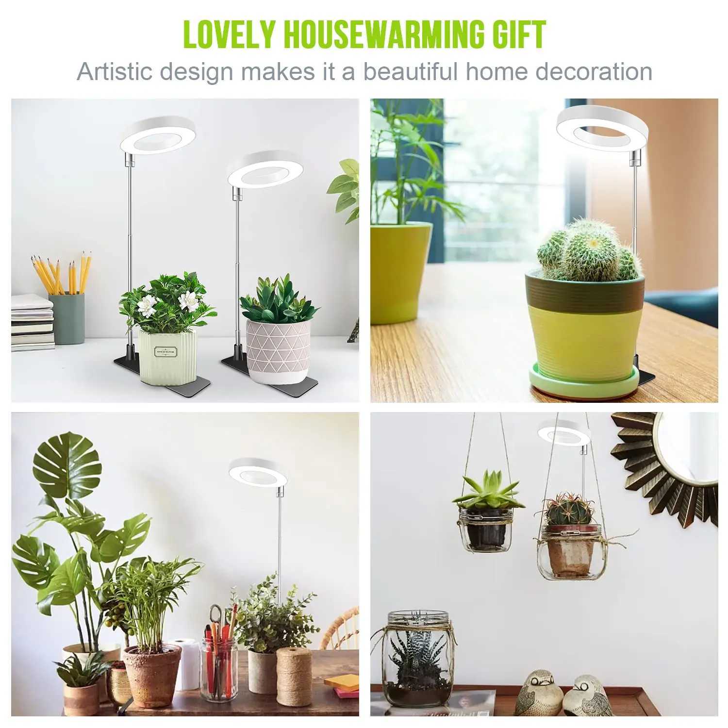 LED Ring Grow Lights Full Spectrum Halo Growing Lamp with Stand Base 3/6/12H Timer White Plant Light for Small Indoor GrowingXJ250526