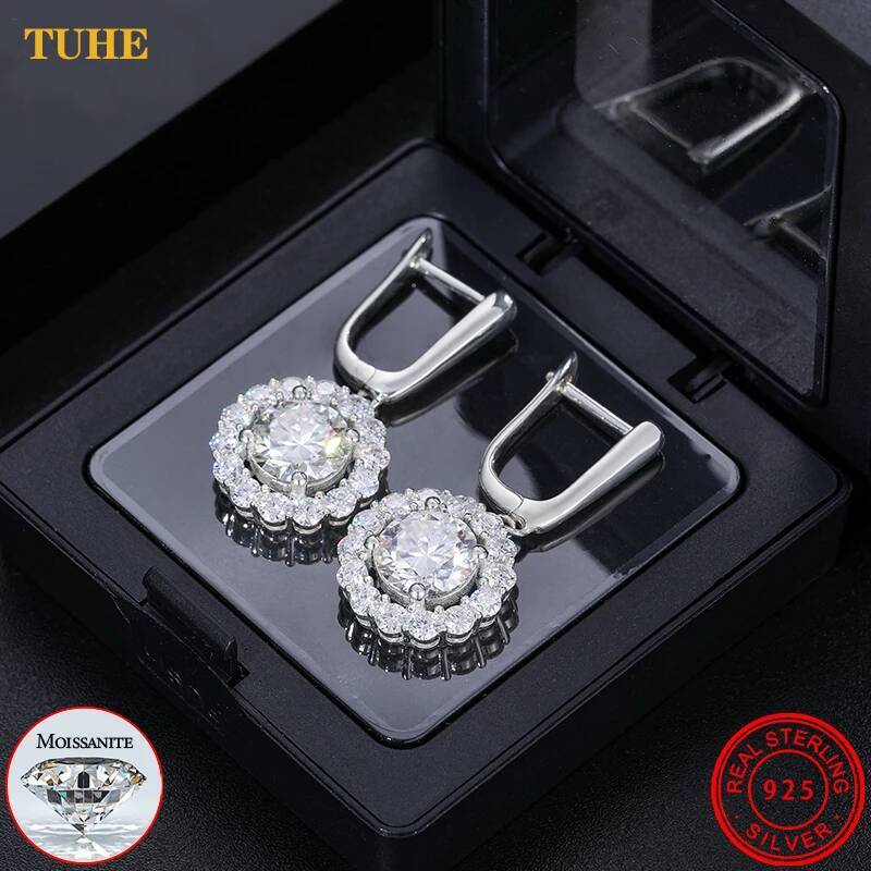 D Color Moissanite Hie Hoop Earring for Women 100% Sterling Sliver Earrings Dainty Wedding Engagement Fine Jewelry Gifts